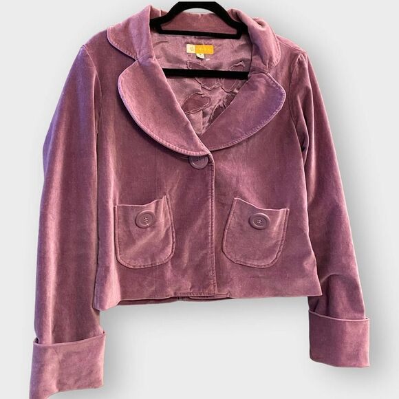 TULLE Anthropologie Purple Velour Coat - Picture 1 of 4